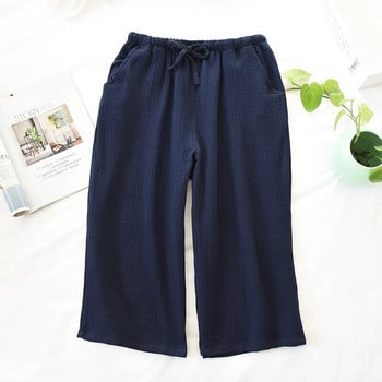 2024 лято нова двойка панталони от 100% памучен креп широк размер широки домашни панталони многоцветни мъжки съкратени панталони дамски шорти