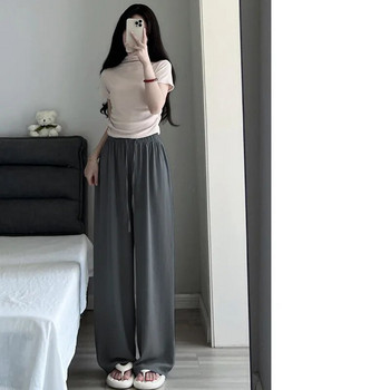 Πλεκτό βαμβακερό παντελόνι με φαρδύ πόδι για γυναίκες Καλοκαιρινή ψηλόμεση ντραπέ πιτζάμες Παντελόνι ιαπωνικού στυλ Lazy Sleepwear Home Παντελόνι
