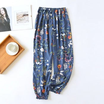 Японски стил памучни панталони дамски пролет и лято тънка част 100% памук многоцветна пижама панталон панталон против комари