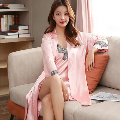 Ρόμπες Σετ Γυναικεία Δαντέλα Καλοκαιρινό Άνετο Φόρεμα Ελεύθερο Κομψό 2τμχ Sleep Lounge Sleepwear Γυναικείο νυχτικό Μαλακό μπουρνούζι Νέο