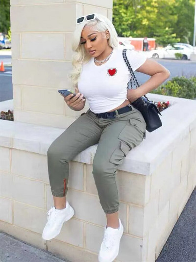 Γυναικείο T-Shirt Plus Size Loose Top Χαριτωμένο εμπριμέ σε σχήμα καρδιάς με στρογγυλή λαιμόκοψη, κοντομάνικο, μοντέρνο casual μπλουζάκι με πάτο