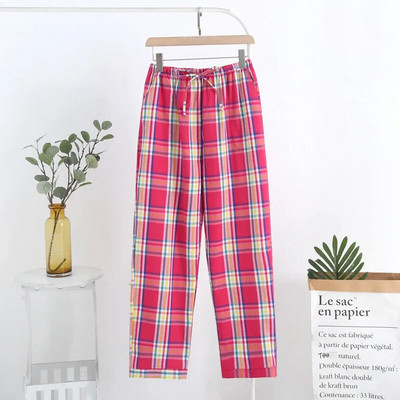 Proljeće Jesen Ženske 100% pamučne hlače za spavanje Ženske visokokvalitetne spavaćice Lounge Wear Hlače Ženske ležerne karirane kućne hlače