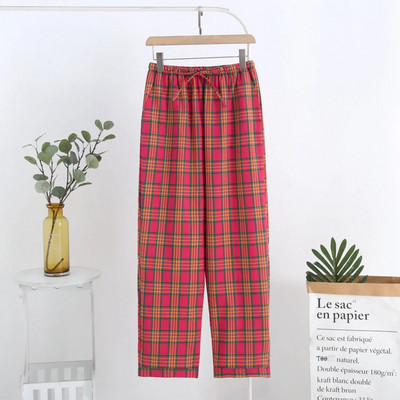 Proljeće Jesen Ženske 100% pamučne hlače za spavanje Ženske visokokvalitetne spavaćice Lounge Wear Hlače Ženske ležerne karirane kućne hlače
