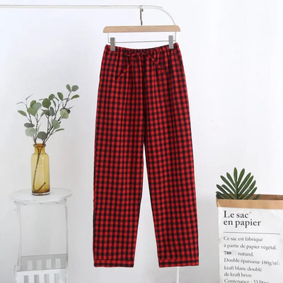 Proljeće Jesen Ženske 100% pamučne hlače za spavanje Ženske visokokvalitetne spavaćice Lounge Wear Hlače Ženske ležerne karirane kućne hlače