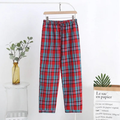 Proljeće Jesen Ženske 100% pamučne hlače za spavanje Ženske visokokvalitetne spavaćice Lounge Wear Hlače Ženske ležerne karirane kućne hlače