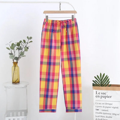 Proljeće Jesen Ženske 100% pamučne hlače za spavanje Ženske visokokvalitetne spavaćice Lounge Wear Hlače Ženske ležerne karirane kućne hlače