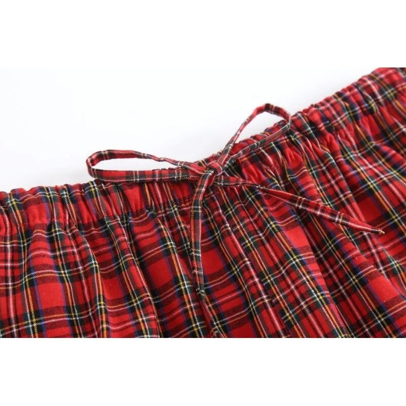 Proljeće Jesen Ženske 100% pamučne hlače za spavanje Ženske visokokvalitetne spavaćice Lounge Wear Hlače Ženske ležerne karirane kućne hlače