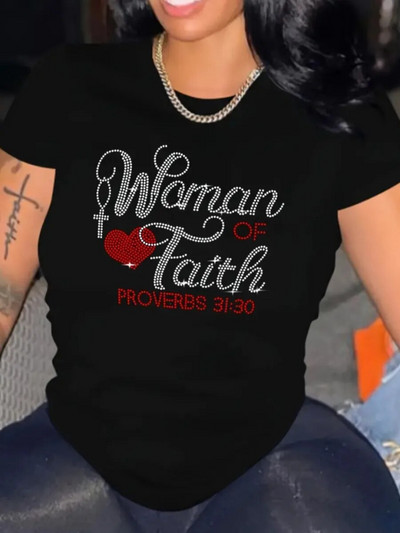LW Plus Size majica kratkih rukava Heart Letter Decor T-shirt 2024 NOVA ljetna ženska majica kratkih rukava Ležerna ženska odjeća