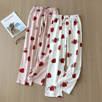 Μαλακό παντελόνι πιτζάμες βαμβακερό πάτο ύπνου Γυναικείο εμπριμέ γιαπωνέζικο στυλ Άνοιξη καλοκαίρι βαμβακερό σπίτι Παντελόνι φαρδύ μεγάλο μέγεθος παντελόνι