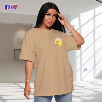 Μπλουζάκι σε μεγάλο μέγεθος Κορεατικής μόδας κοντομάνικο μπλουζάκι Γυναικεία κορυφαία χαμογελαστά γράμματα Street Wear μοτίβο καθημερινά ρούχα για ζευγάρι