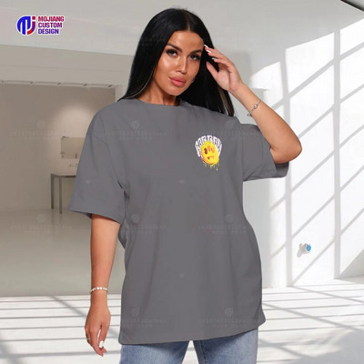 Μπλουζάκι σε μεγάλο μέγεθος Κορεατικής μόδας κοντομάνικο μπλουζάκι Γυναικεία κορυφαία χαμογελαστά γράμματα Street Wear μοτίβο καθημερινά ρούχα για ζευγάρι