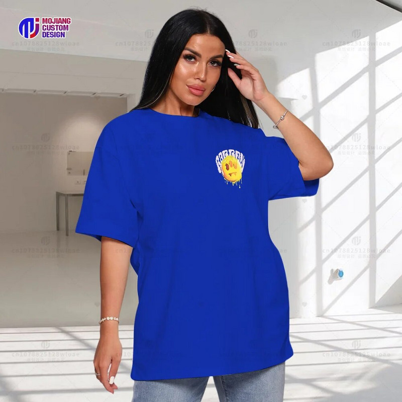 Μπλουζάκι σε μεγάλο μέγεθος Κορεατικής μόδας κοντομάνικο μπλουζάκι Γυναικεία κορυφαία χαμογελαστά γράμματα Street Wear μοτίβο καθημερινά ρούχα για ζευγάρι