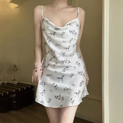 Καλοκαιρινά γυναικεία νυχτικά νυχτικά και ρόμπα Πυζά στάμπα λουλούδι Μπουρνούζι Φόρεμα νυχτικό Φαρδύ Μεταξωτό Σατέν Σπίτι Φορέστε Σαλόνια