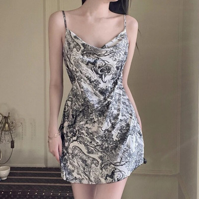 Καλοκαιρινά γυναικεία νυχτικά νυχτικά και ρόμπα Πυζά στάμπα λουλούδι Μπουρνούζι Φόρεμα νυχτικό Φαρδύ Μεταξωτό Σατέν Σπίτι Φορέστε Σαλόνια