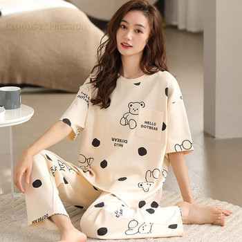 Ανοιξιάτικο φθινόπωρο Κομψές πιτζάμες Νεανικές γυναικείες πιτζάμες Πυτζάμες Γυναικείες πυτζάμες με στρογγυλή λαιμόκοψη Γυναικεία σαλόνια Pijama Mujer Ενδύματα σπιτιού