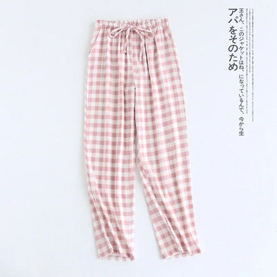 NHKDSASA Couples Home Παντελόνια Γυναικεία Βαμβακερή Διπλή Γάζα Λεπτή Sleep Παντελόνι Sleep Bottoms Casual Printing Πυτζάμες Άνοιξη και Καλοκαίρι