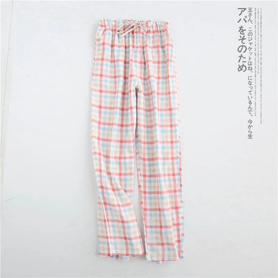 NHKDSASA Couples Home Παντελόνια Γυναικεία Βαμβακερή Διπλή Γάζα Λεπτή Sleep Παντελόνι Sleep Bottoms Casual Printing Πυτζάμες Άνοιξη και Καλοκαίρι