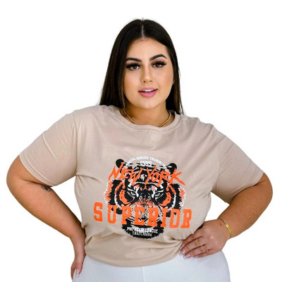 Nagy méretű pamut pólók női női harajuku tigris mintás betűnyomtatás alkalmi rövid ujjú pólók nyári pólók ruházat