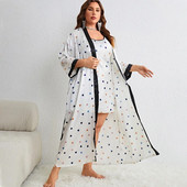 XL-5XL Σετ μεγάλου μεγέθους Nighty&Robe Γυναικεία φόρεμα μπουρνούζι Σαλόνια Καλοκαιρινό σατέν κιμονό πυζά νυχτικό κοστούμι Rayon Φόρεμα για το σπίτι