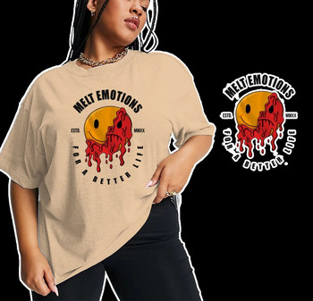 Γυναικείο καζούαλ βαμβακερό Καλοκαιρινό Χαμογελαστό Πρόσωπο Γκράφιτι T-Shirt Μπλουζάκι με κοντό μανίκι Μπλουζάκι μεσαίου τεντώματος σε συν μέγεθος