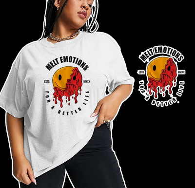 Дамска ежедневна памучна тениска SummerSmiling Face Graffiti Text Print T-Shirt Тениска с къс ръкав Средна еластична тениска Плюс размер