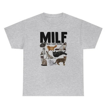 Milf Man I Love Feline Woman Αστεία Meme Plus Size T-shirt Κοντό μανίκι Cat Lover T-Shirt Cat Mom Πουκάμισο Χαριτωμένο γραφικό T-shirt Top