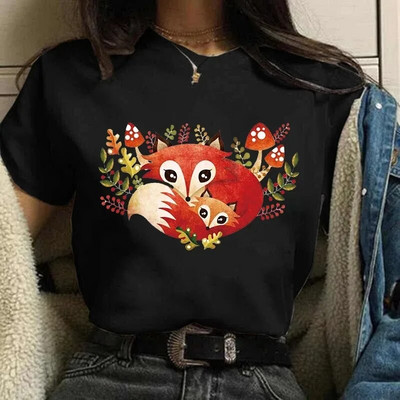 Fox Tee Camiseta Anime Lovely Tshirt Plus Size T Shirt Women Clothes Fashion Female Tops Print Cartoons Ladies Graphic T-Shirt