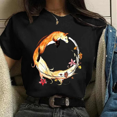 Fox Tee Camiseta Anime Lovely Tricou Plus Size Tricou Femei Haine Moda Femei Topuri Desene Animate Imprimate Tricou Grafic pentru Doamne