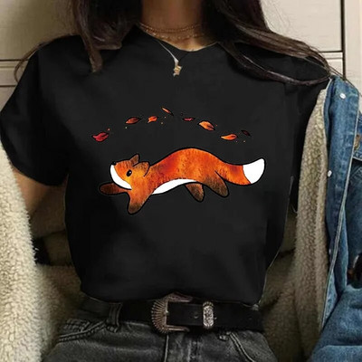 Fox Tee Camiseta Anime Lovely Tricou Plus Size Tricou Femei Haine Moda Femei Topuri Desene Animate Imprimate Tricou Grafic pentru Doamne