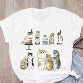 Μπλουζάκι Cartoon Plus Size Harajuku Γυναικείο T-shirt Cat Funny Graphic T-shirt 90s Print T-shirt Fashion Aesthetic Top Tee Female