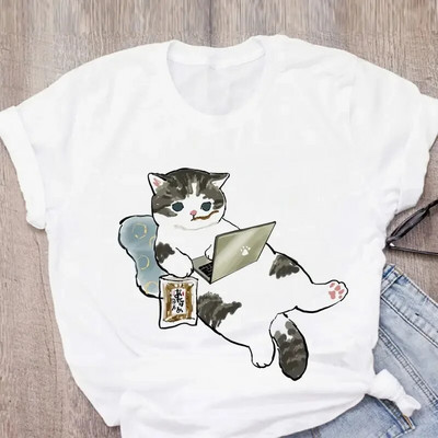 Μπλουζάκι Cartoon Plus Size Harajuku Γυναικείο T-shirt Cat Funny Graphic T-shirt 90s Print T-shirt Fashion Aesthetic Top Tee Female