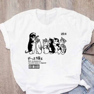 Μπλουζάκι Cartoon Plus Size Harajuku Γυναικείο T-shirt Cat Funny Graphic T-shirt 90s Print T-shirt Fashion Aesthetic Top Tee Female