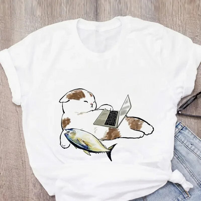 Μπλουζάκι Cartoon Plus Size Harajuku Γυναικείο T-shirt Cat Funny Graphic T-shirt 90s Print T-shirt Fashion Aesthetic Top Tee Female