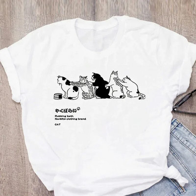 Μπλουζάκι Cartoon Plus Size Harajuku Γυναικείο T-shirt Cat Funny Graphic T-shirt 90s Print T-shirt Fashion Aesthetic Top Tee Female