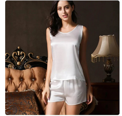 100% Mulberry siidist pidžaamakomplekt naistele siidist magamisriided Naiste lühikesed püksid tüdrukute ööpesu