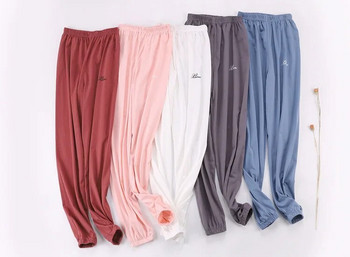 Тънки широки пижамни панталони с голям размер 100% памук Дамско долнище за спане Трикотажни памучни летни домашни панталони Дамски панталони