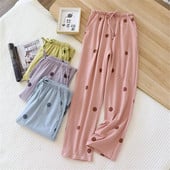 Sleep Bottoms Női Otthoni Nadrág Őszi Nyomtatott Pizsama Nadrág Pamut Női Elasztikus húzózsinór széles szárú Nadrág Laza nappali viselet