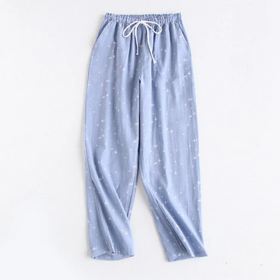 Sleep Bottoms Női Otthoni Nadrág Őszi Nyomtatott Pizsama Nadrág Pamut Női Elasztikus húzózsinór széles szárú Nadrág Laza nappali viselet