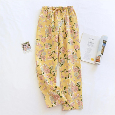 Sleep Bottoms Női Otthoni Nadrág Őszi Nyomtatott Pizsama Nadrág Pamut Női Elasztikus húzózsinór széles szárú Nadrág Laza nappali viselet