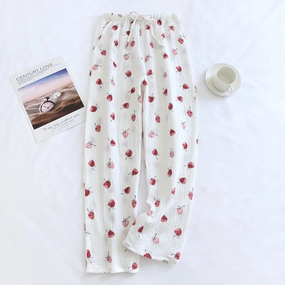 Sleep Bottoms Női Otthoni Nadrág Őszi Nyomtatott Pizsama Nadrág Pamut Női Elasztikus húzózsinór széles szárú Nadrág Laza nappali viselet