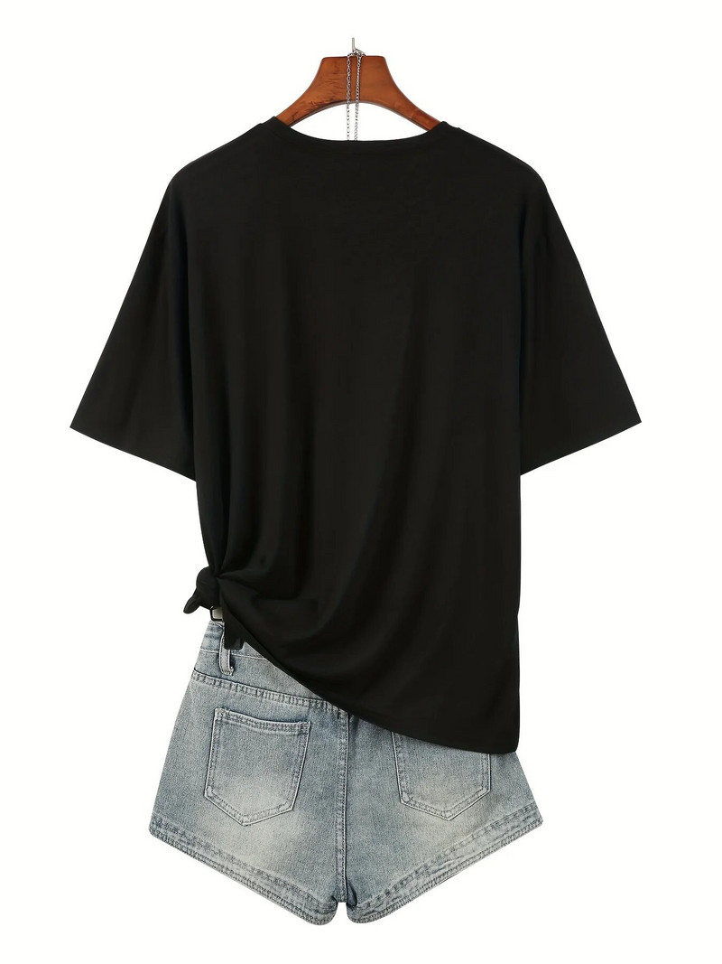 Γυναικείο μπλουζάκι με στάμπα για τη γιορτή της μητέρας Βαμβακερό πουκάμισο με στάμπα μεγάλου μεγέθους γυναικεία μπλουζάκια με στρογγυλή λαιμόκοψη T-shirt Micro Stretch Homewea