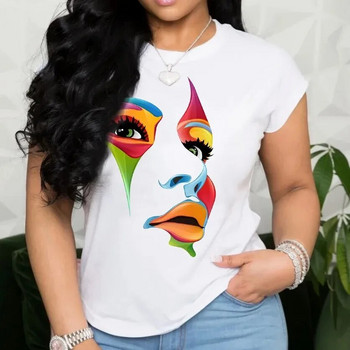 Γυναικείο μπλουζάκι σε μεγάλο μέγεθος Γράμμα για τα χείλη Κινούμενα σχέδια εκτύπωσης μόδας αστεία ρούχα Tees Lady T shirt Γυναικεία αμερικανική