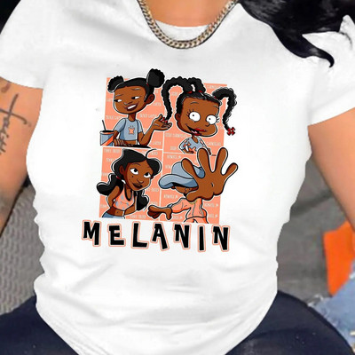Ženska majica s velikim grudima Anime Girl Print Micro Stretch Ženska pamučna majica velikih veličina Modna ulična ležerna majica Udobna