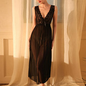 Seksi mrežasta perspektivna pidžama Duga Little Fairy Pure Desire Hot Sleeping Dress jednobojna V izrez bez rukava Sweet Home Clothing