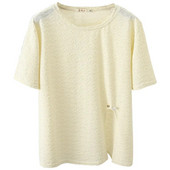 Dámske letné žakárové tričko s krátkym rukávom a rozparkom, 100 kg, ležérne, s okrúhlym výstrihom, plus veľkosť 9754