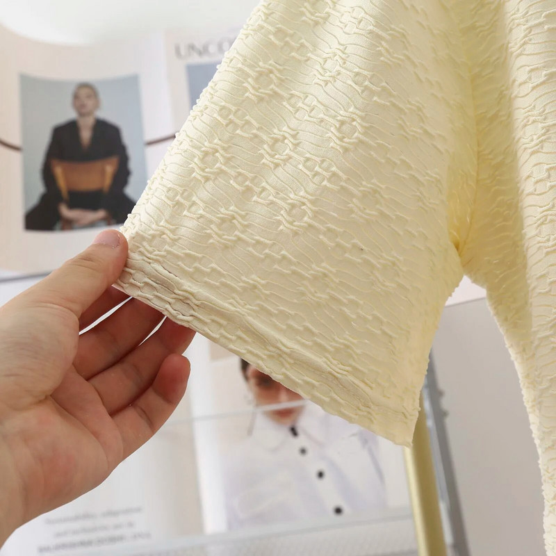 Dámske letné žakárové tričko s krátkym rukávom a rozparkom, 100 kg, ležérne, s okrúhlym výstrihom, plus veľkosť 9754