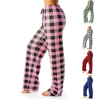 2024 Японски пролет/лято нови дамски пижамни панталони 100% памучни решетки панталони Сладки сладки пижамни панталони Дамски свободни домашни панталони
