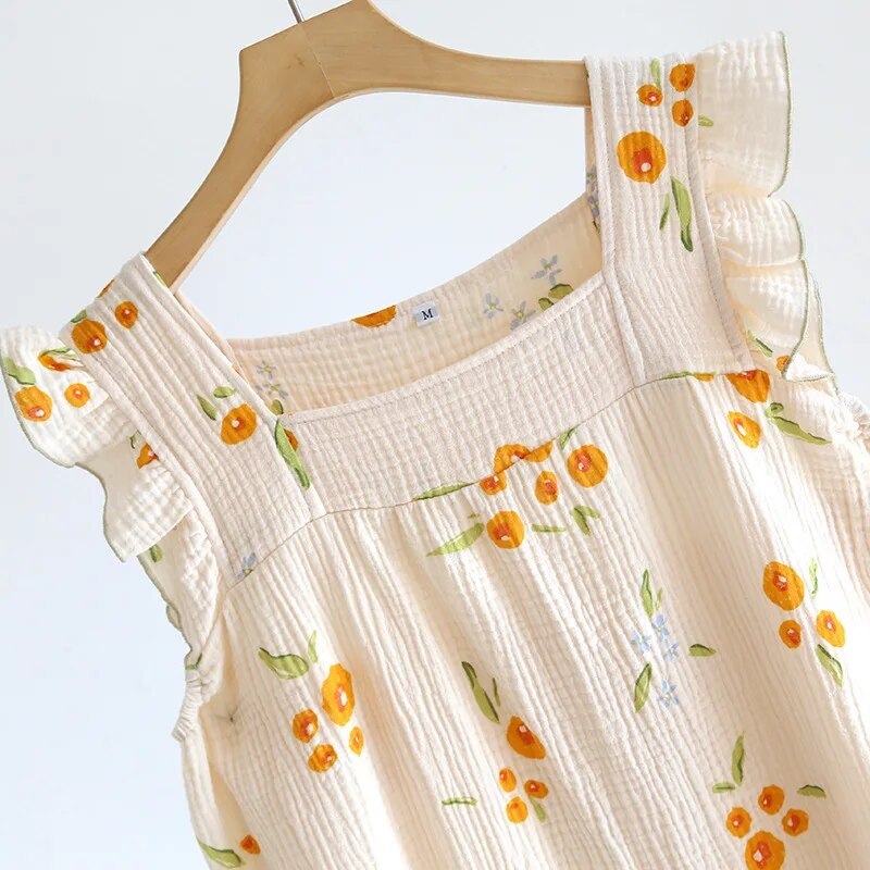 Suvine Suspender Lilleprint Pidžaama Pesu Print Naiste Chemise Magamisriiet Rihm Top Pidžaama Öösärk Koduriided