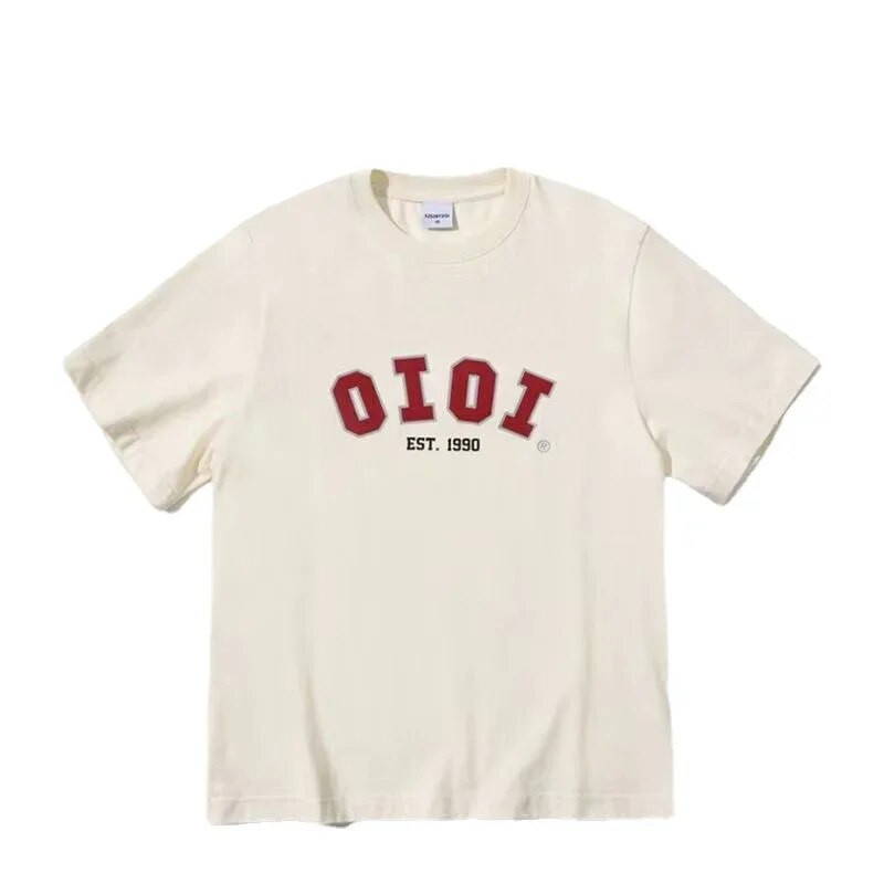 Vară Plus Size Femei Branduri de nișă coreeană Tricou Ioio Imprimare cu litere TOP supradimensionat Bumbac Bărbați Branduri de nișă Tricou Haine de modă