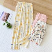 Παντελόνι Ancho Pantalones De Mujer Suelto Pijama Pijama Femme Παντελόνι Γυναικεία Πιτζάμα Πλεκτό Βαμβακερό Sleep Wear Soft Cartoon Pantalon